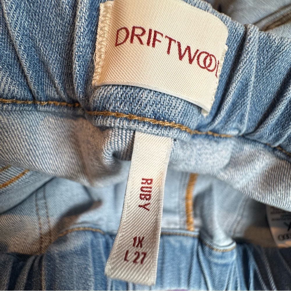 Driftwood Womens Jeans Ruby 1X L27 Pull On Relaxed Indigo Floral Embroidered C29 - Picture 7 of 12